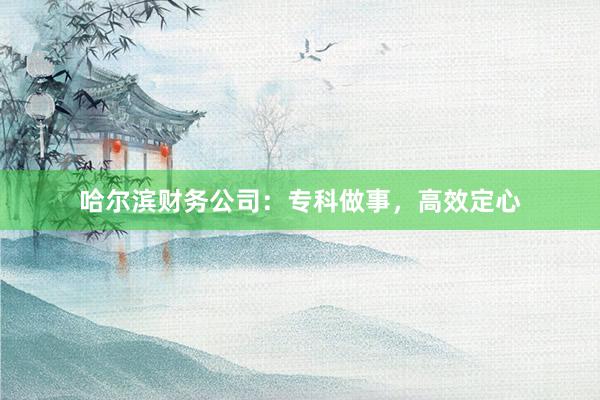 哈尔滨财务公司：专科做事，高效定心